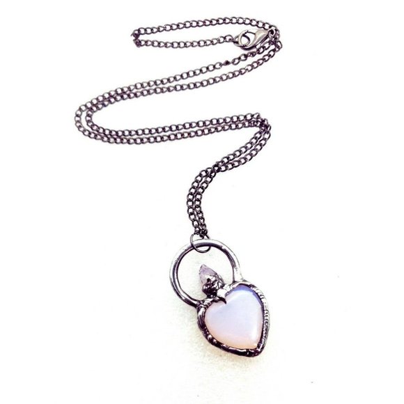 Amethyst and opalite crystal Necklace handmade gothic cosplay egirl jewelry - Picture 10 of 12